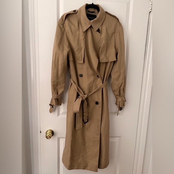 Aritzia Jackets & Blazers - Aritzia Babaton Lyocell Beige Double-Breasted Trench Coat - Medium
